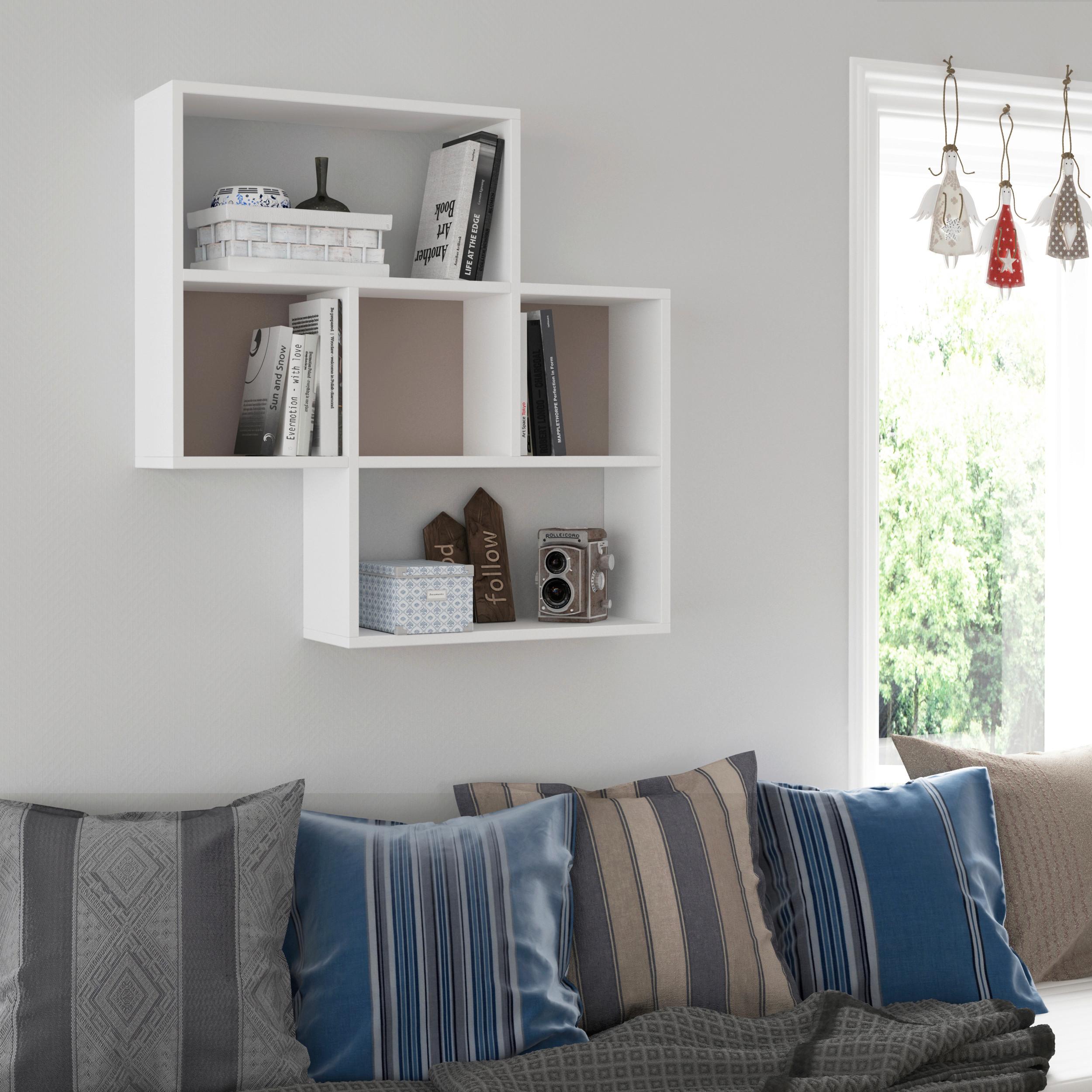 Wandregal Maybe Weiß/mokka B: 85 Cm - Weiß/Mokka, Design, Holzwerkstoff (85/85/20cm) - Livetastic