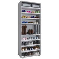 Schuhregal Lona XXL 9 Ablagen Grau H: 183 cm - Schwarz/Grau, KONVENTIONELL, Holzwerkstoff (70/183/37cm) - MID.YOU