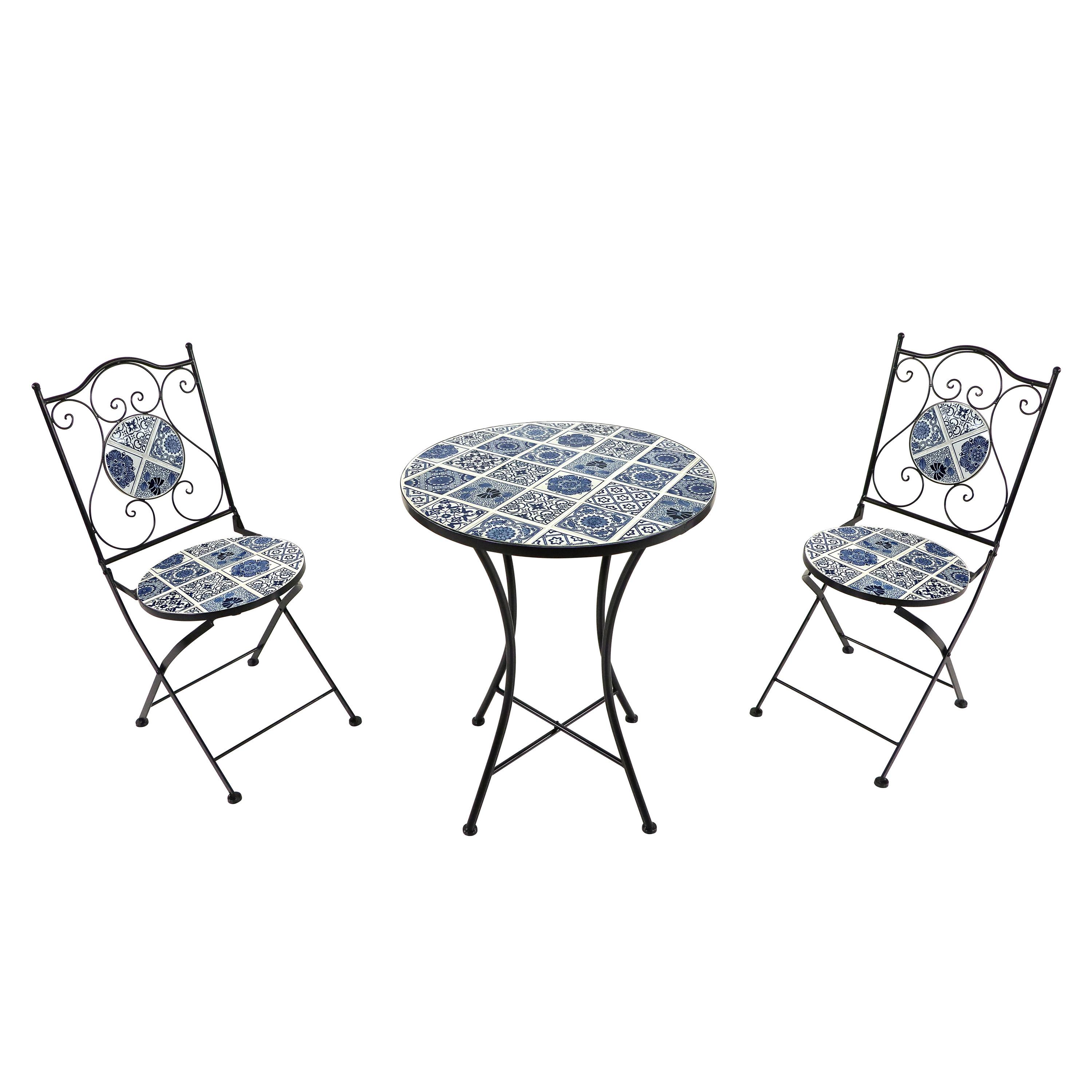 Gartenset Amelie Delfts Blau - Blau/Schwarz, Basics, Keramik/Metall (60/75cm) - Ambia Garden
