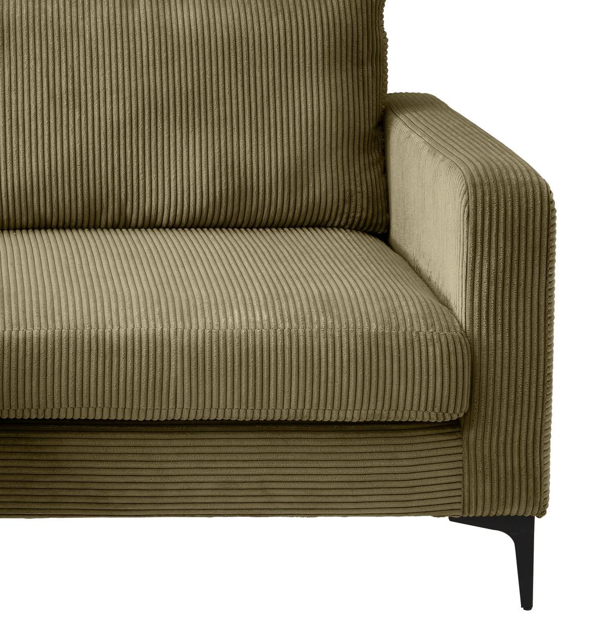 Ecksofa Eliza, Olivgrün S: 204x153 cm - Schwarz/Olivgrün, Basics, Textil (204/153cm) - Livetastic