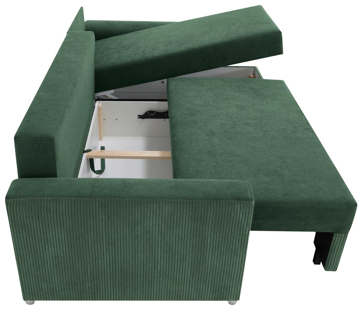 Ecksofa Diever Grün S: 239x141 cm - Chromfarben/Grün, Design, Textil (239/141cm) - Livetastic