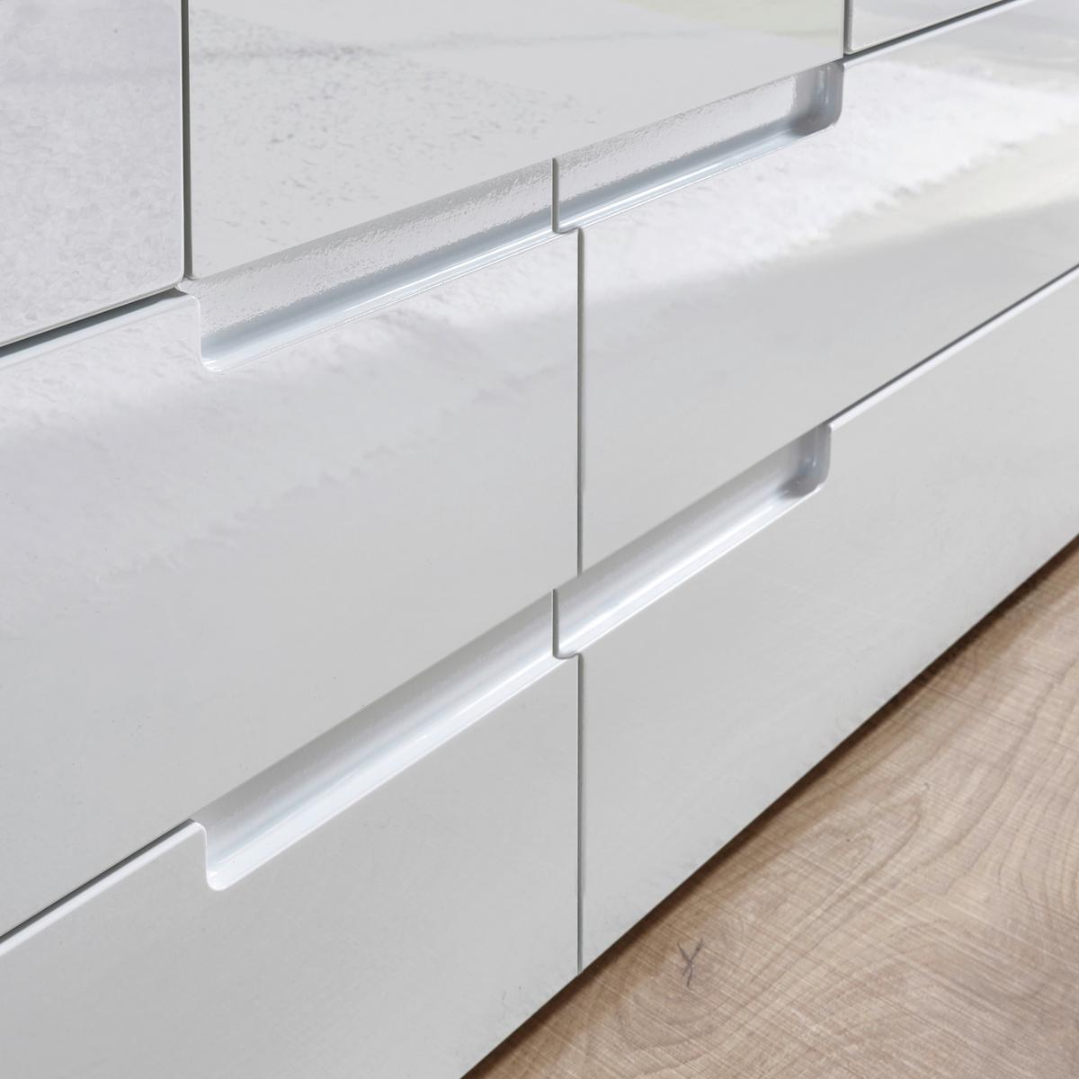 Drehtürenschrank +schubladen B: 126 cm Spice, Weiß - Weiß Hochglanz/Eichefarben, MODERN (126/208/57cm) - MID.YOU