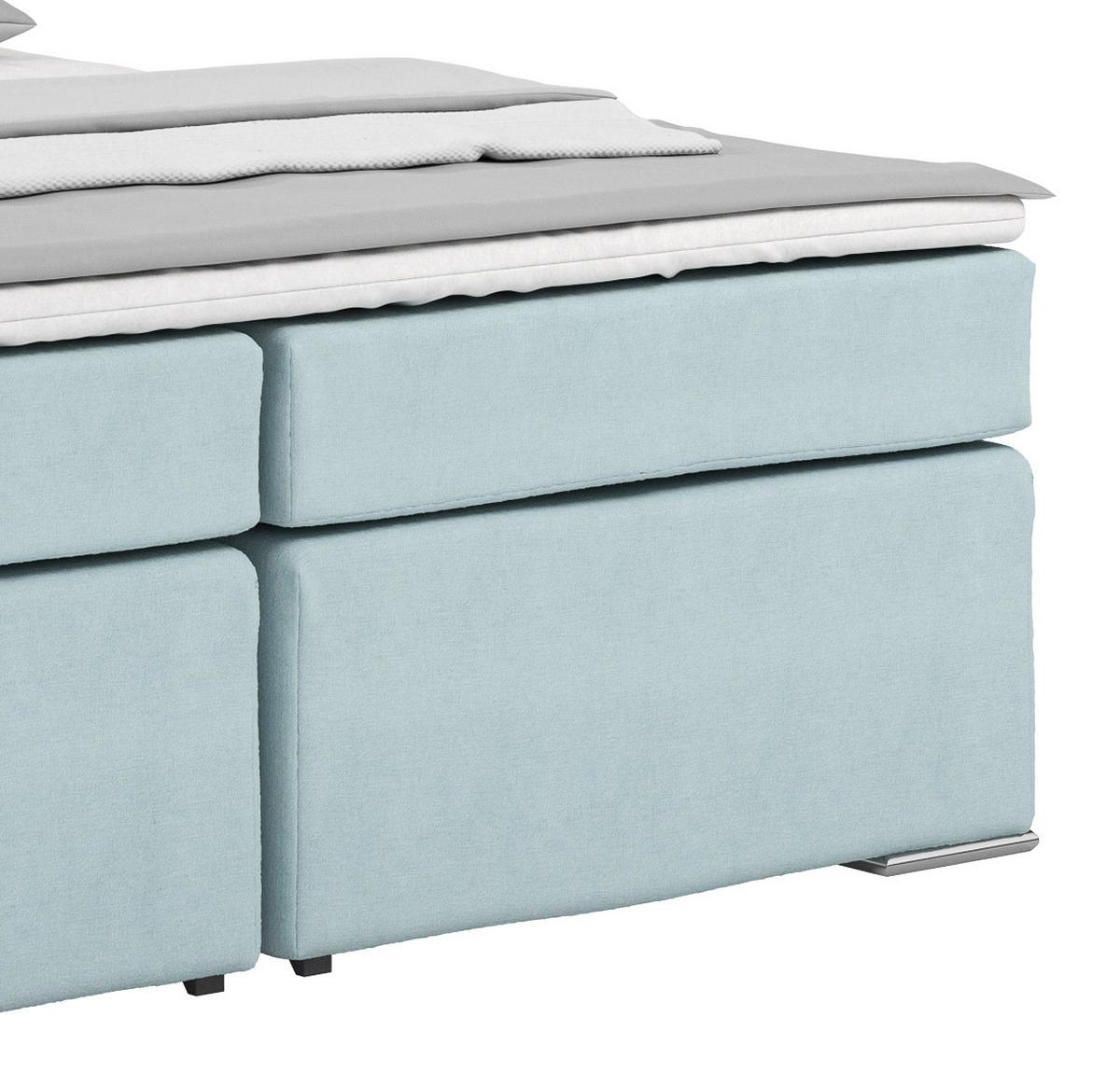 Posteľ Boxspring NERO PL: 180x200 cm, svetlomodrá - svetlomodrá/mätovozelená, Konventionell, kov/textil (180/200cm)