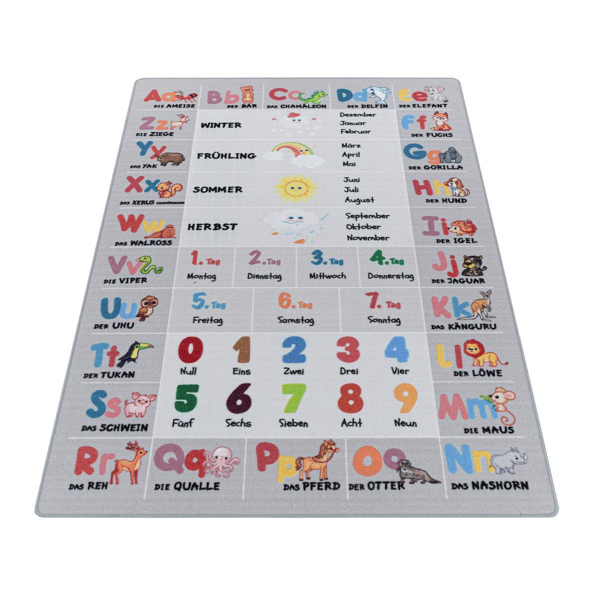 Spielteppich Lernteppich Grau/Bunt Play 80x120 cm - Grau, Basics, Textil (80/120cm)
