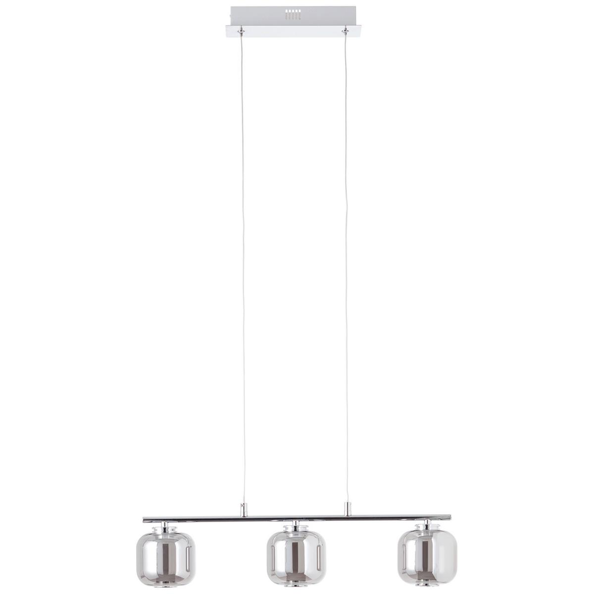 LED-Hängeleuchte Rafa H: 131 cm 3-Flammig - Chromfarben/Grau, Design, Glas/Kunststoff (56,5/11/131cm) - Brilliant