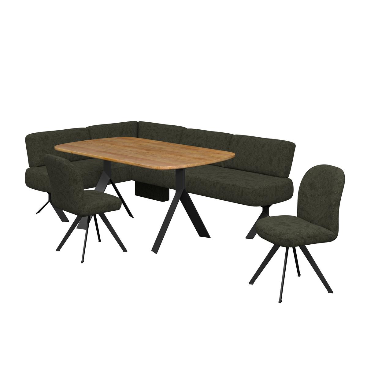 Eckbank grün mit Metallbeinen Ulmo 176x248 cm - Schwarz/Grün, MODERN, Textil/Metall (176/248cm)