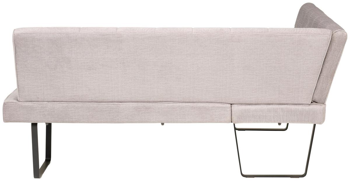 Eckbank Tilos Samt Hellgrau, S: 150x190 Cm - Hellgrau/Schwarz, KONVENTIONELL, Textil/Metall (150/190cm) - MID.YOU