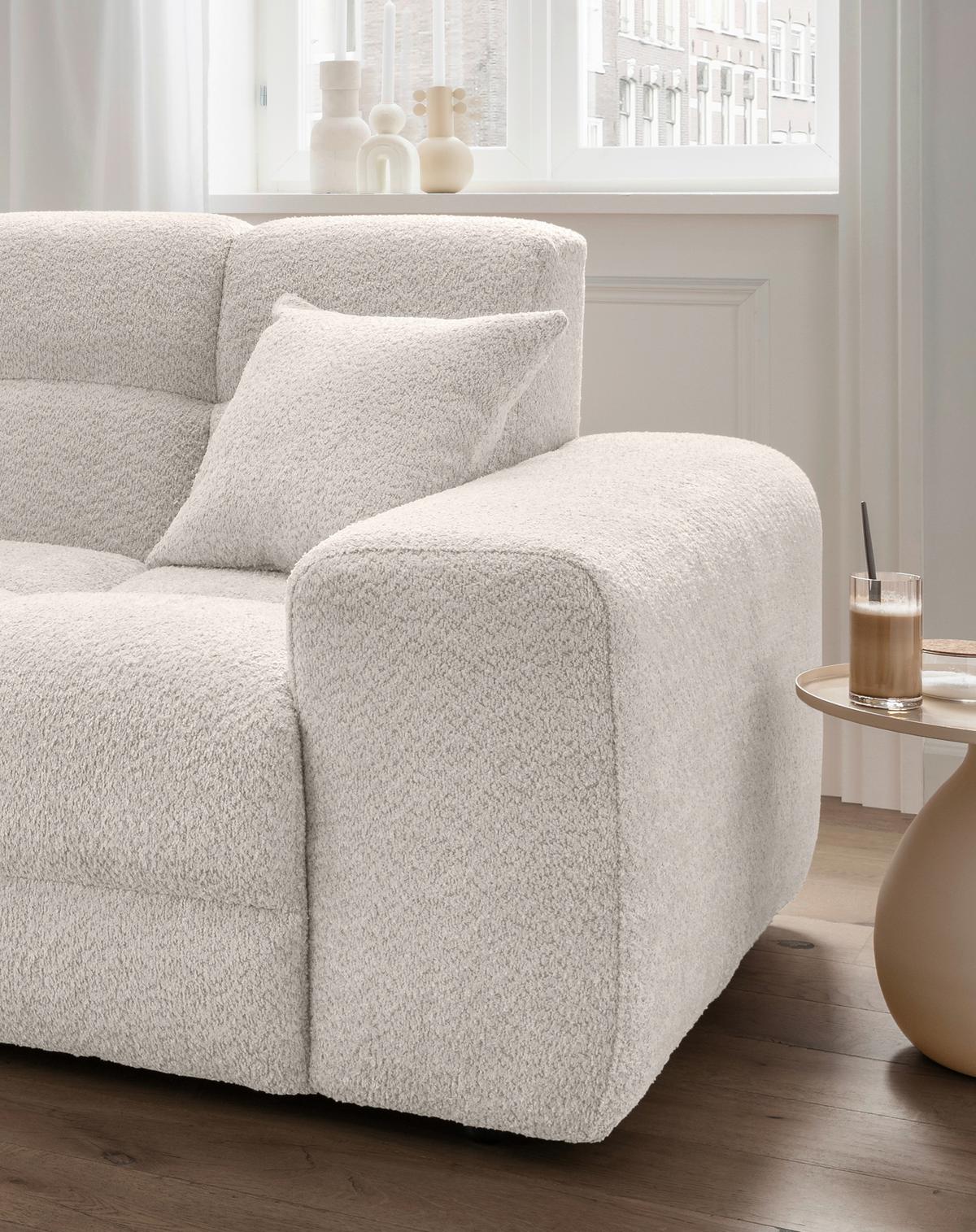 Ecksofa Bosco, Weiß S: 152x301 cm - Schwarz/Weiß, MODERN, Textil (152/301cm) - Livetastic