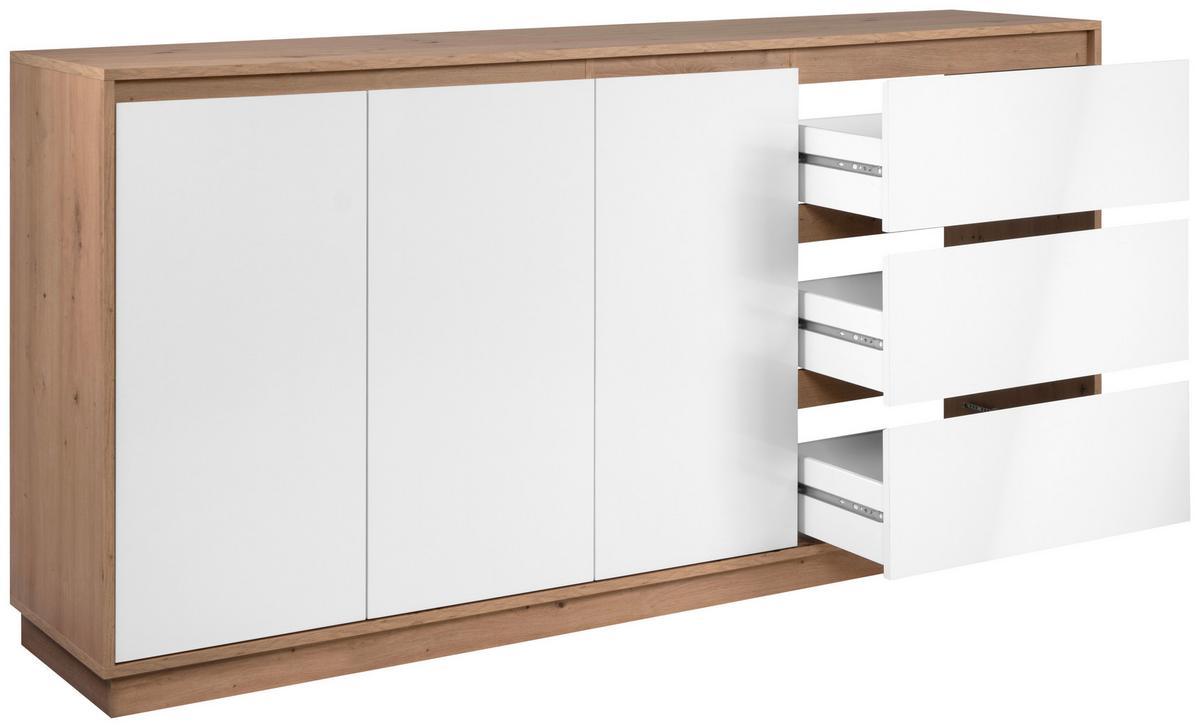 Kommode Phoenix Artisan Eiche/Weiß, B: 178 cm - Eiche Artisan, Trend, Holzwerkstoff (178/88/40cm)
