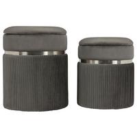 Hockerset Zora 325 Grau/Silberfarben D: 36/31,5cm - Silberfarben/Grau, KONVENTIONELL, Textil/Metall (31,5/36/38/44/31,5/36cm) - Kayoom