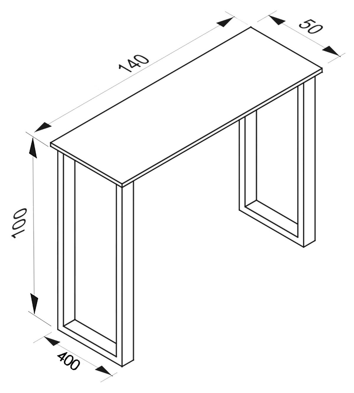 Bartisch Xona B 140x50 - Silberfarben/Weiß, KONVENTIONELL, Holzwerkstoff/Metall (140/102/50cm)