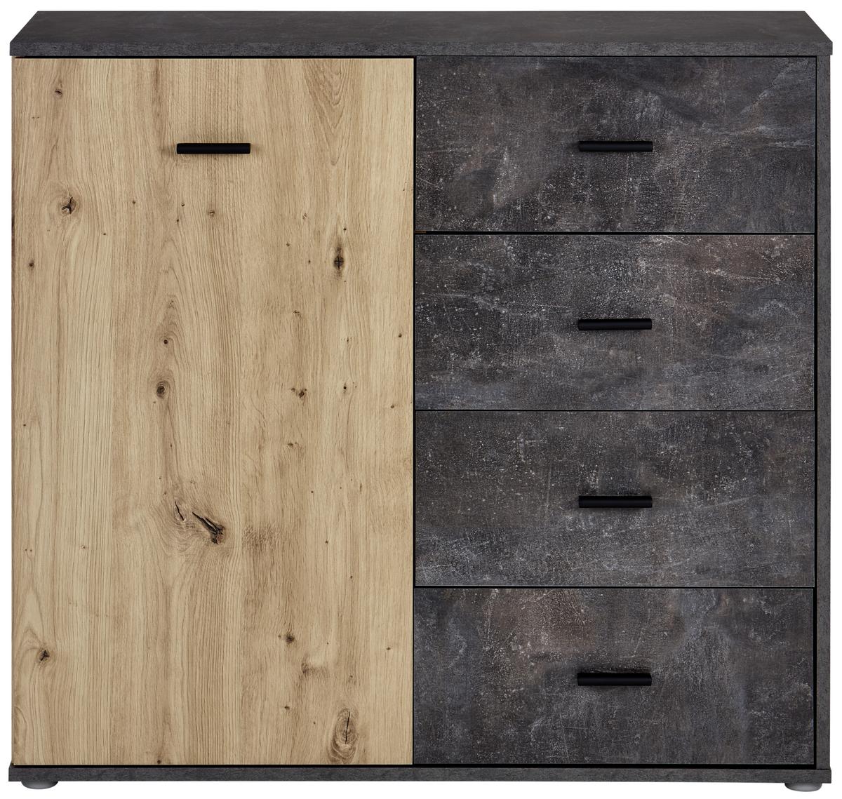KOMODA TIM 2 - čierna/sivá, Modern, kompozitné drevo/plast (96/90,2/38cm)