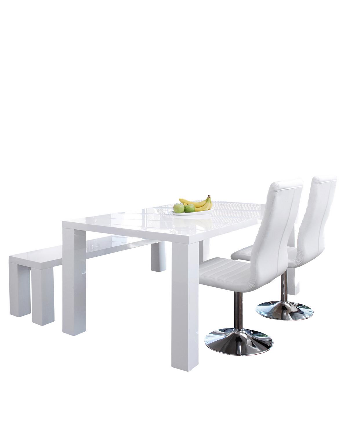 Stuhl-Set Weiß B: 45 cm - Silberfarben/Weiß, MODERN, Textil/Metall (45/106/65cm) - Livetastic