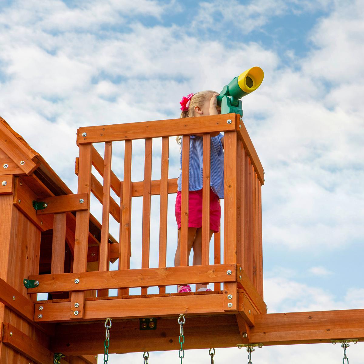 Spielturm Skyfort Ii - Braun/Grün, KONVENTIONELL, Holz (670/380/510cm) - Ambia Garden