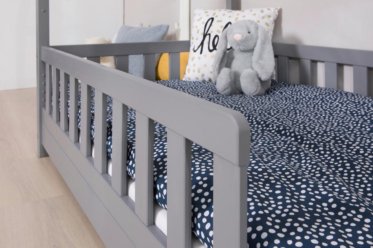 Hausbett Lou Bettschublade Hellgrau B: 90 Cm - Hellgrau/Naturfarben, MODERN, Holz (90/200cm) - MID.YOU