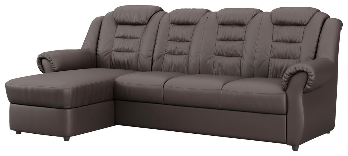 Ecksofa Boston Braun Lederlook - Schwarz/Braun, KONVENTIONELL, Textil (165/262cm) - Livetastic