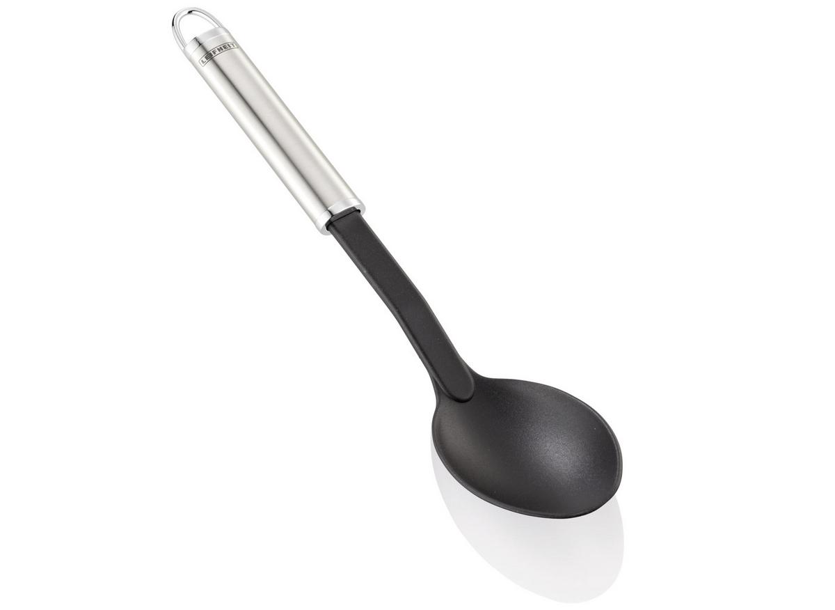 Servierlöffel Giovanni L: 31,5 cm mit Aufhängeöse - Edelstahlfarben/Schwarz, Basics, Kunststoff/Metall (6,5/31,5cm) - Leifheit