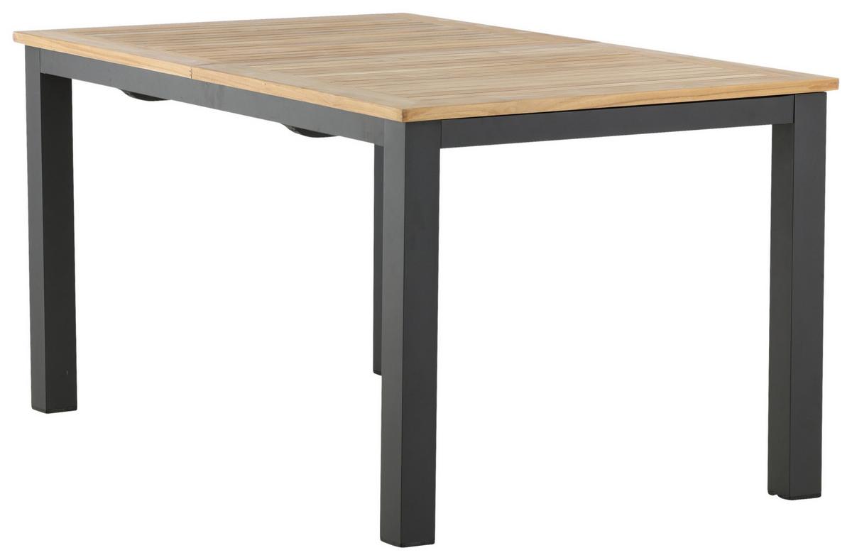 Gartentisch Panama Teakholz/Metall L 210 cm - Schwarz/Teakfarben, KONVENTIONELL, Holz/Metall (210/90/75cm) - Gardenson