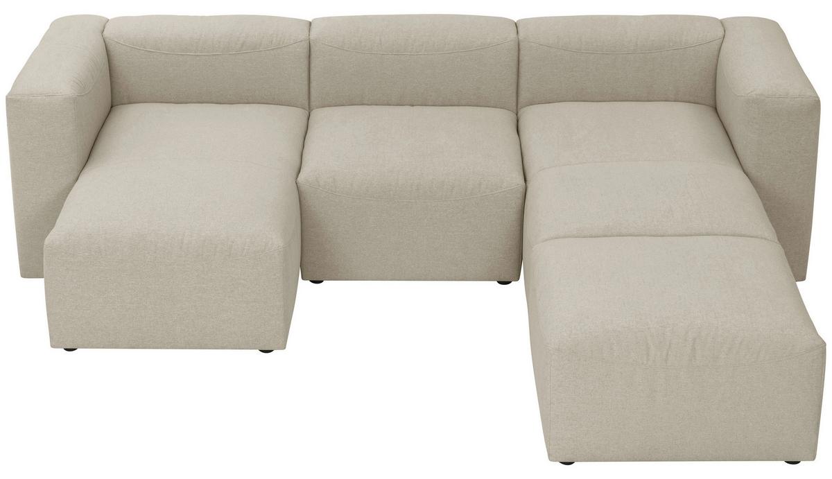Wohnlandschaft Lena Creme Flachgewebe - Creme, Design, Textil (160/275/235cm) - Max Winzer