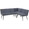 Eckbank Grau Leinenoptik Polyester Aleks 195x157 cm - Schwarz/Grau, LIFESTYLE, Textil/Metall (195/157cm) - MID.YOU