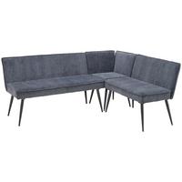 Eckbank Grau Leinenoptik Polyester Aleks 195x157 cm - Schwarz/Grau, LIFESTYLE, Textil/Metall (195/157cm) - MID.YOU