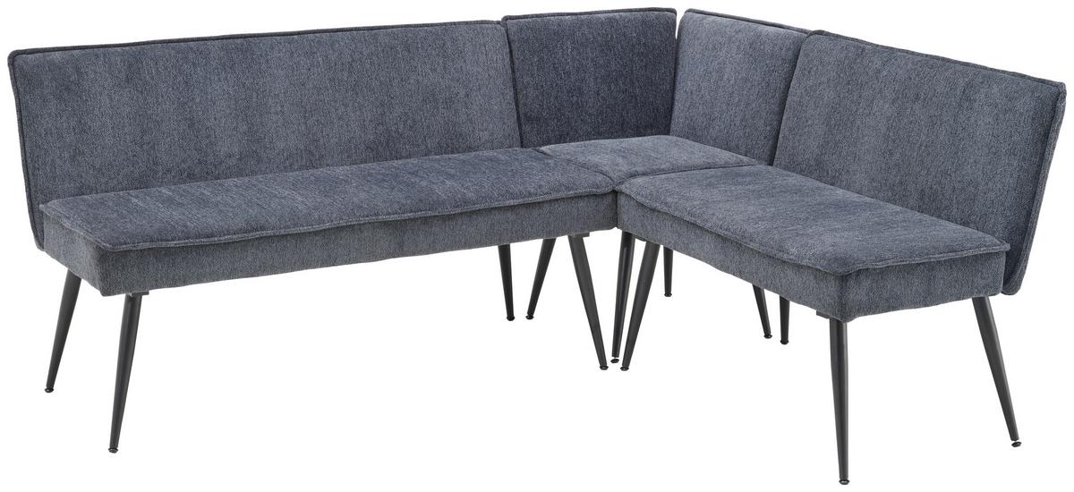 Eckbank Grau Leinenoptik Polyester Aleks 195x157 cm - Schwarz/Grau, LIFESTYLE, Textil/Metall (195/157cm) - MID.YOU