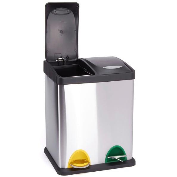 Treteimer 16l Silberfarben Metall LxBxH: 31x26,5x39,5 - Silberfarben/Schwarz, Basics, Kunststoff/Metall (31/26,5/39,5cm)