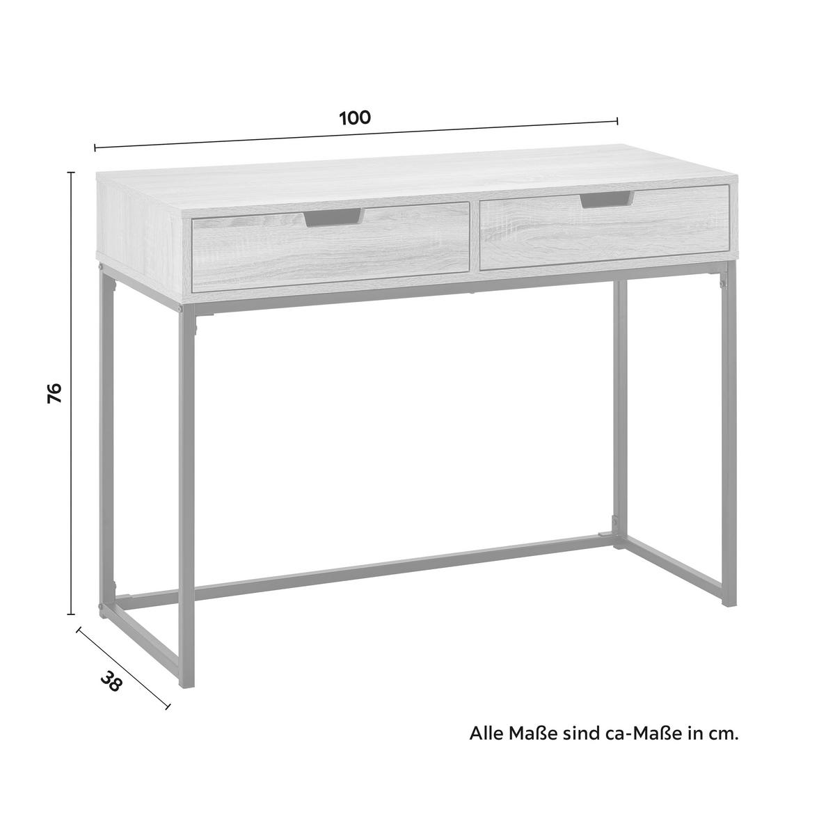 Konzolový stolek Giorgia - černá/barvy dubu, Moderní, kov/kompozitní dřevo (100/38/76cm) - Bessagi Home