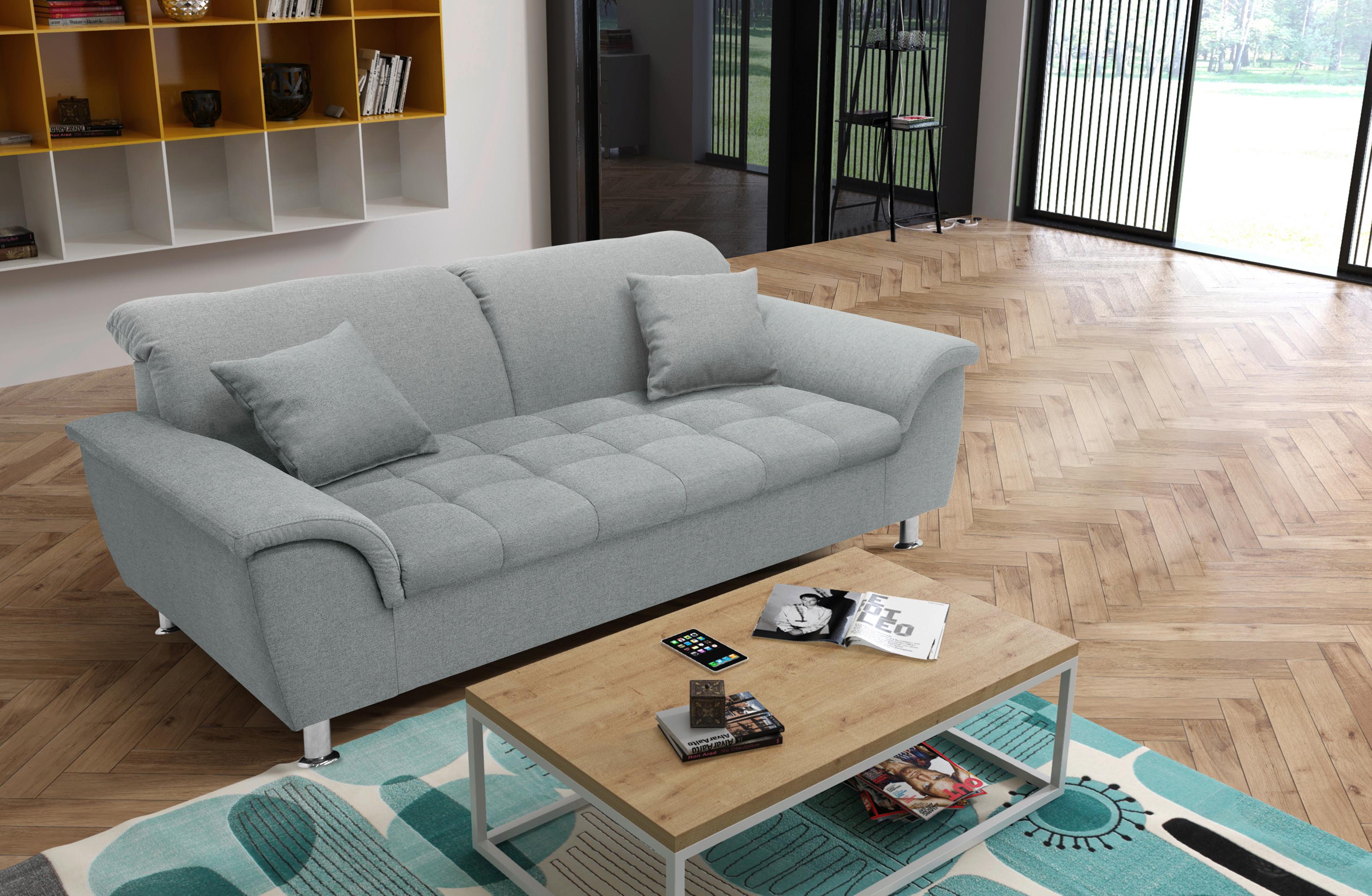 2-Sitzer-Sofa Franzi Armlehnen Mintgrün Webstoff - Chromfarben/Grau, KONVENTIONELL, Textil (190/81/97cm) - MID.YOU