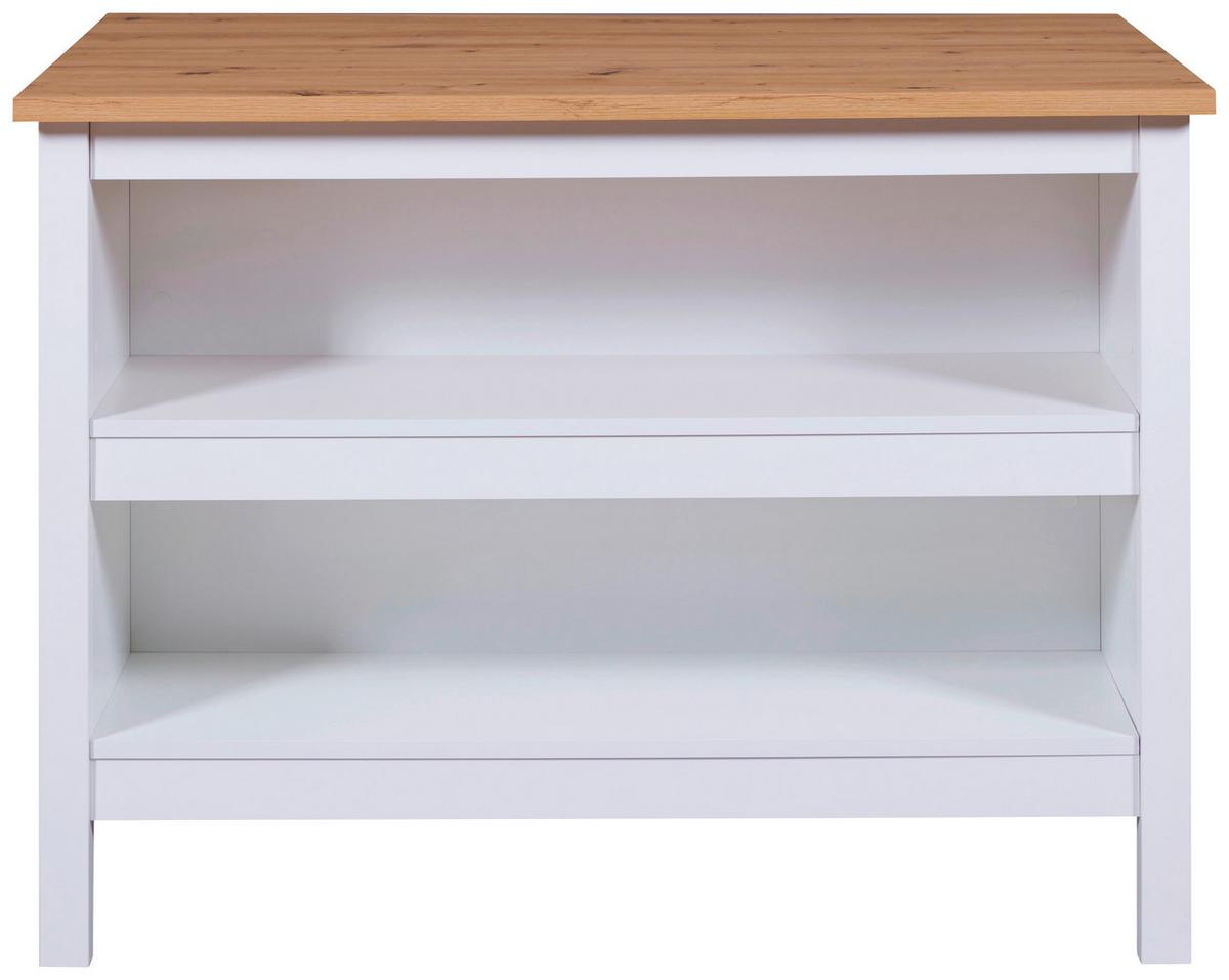 Kuchyňský ostrůvek JULINA - bílá/dub artisan, Konvenční, dřevo/kompozitní dřevo (124/91,5/75cm)