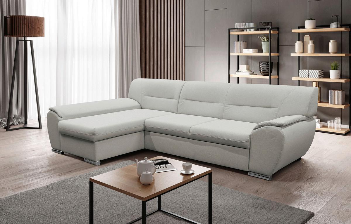 Veratti New Beige inkl. Schlaffunktion Ottomane Links - Beige/Silberfarben, Design, Textil (167/281cm) - MID.YOU