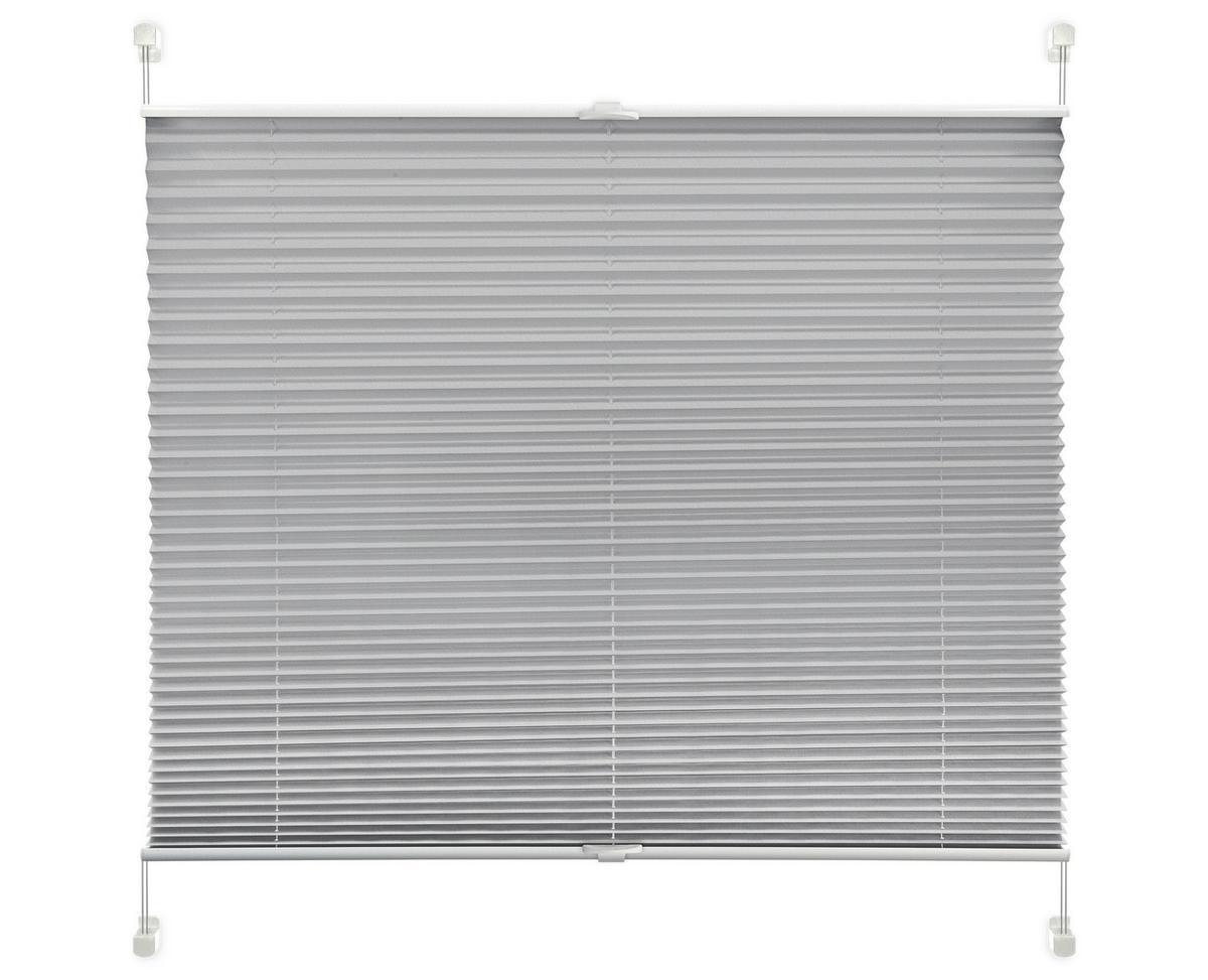 Plissee Solid Crash Silber B: 90 cm, ohne Bohren/Verspannt - Silberfarben, Basics, Kunststoff/Textil (90/130cm)