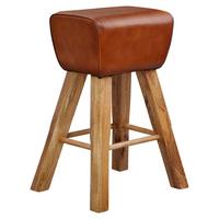 Barová stolička Barhocker koža hnedá - hnedá, Natur, koža/drevo (43/75/29,5cm) - MID.YOU