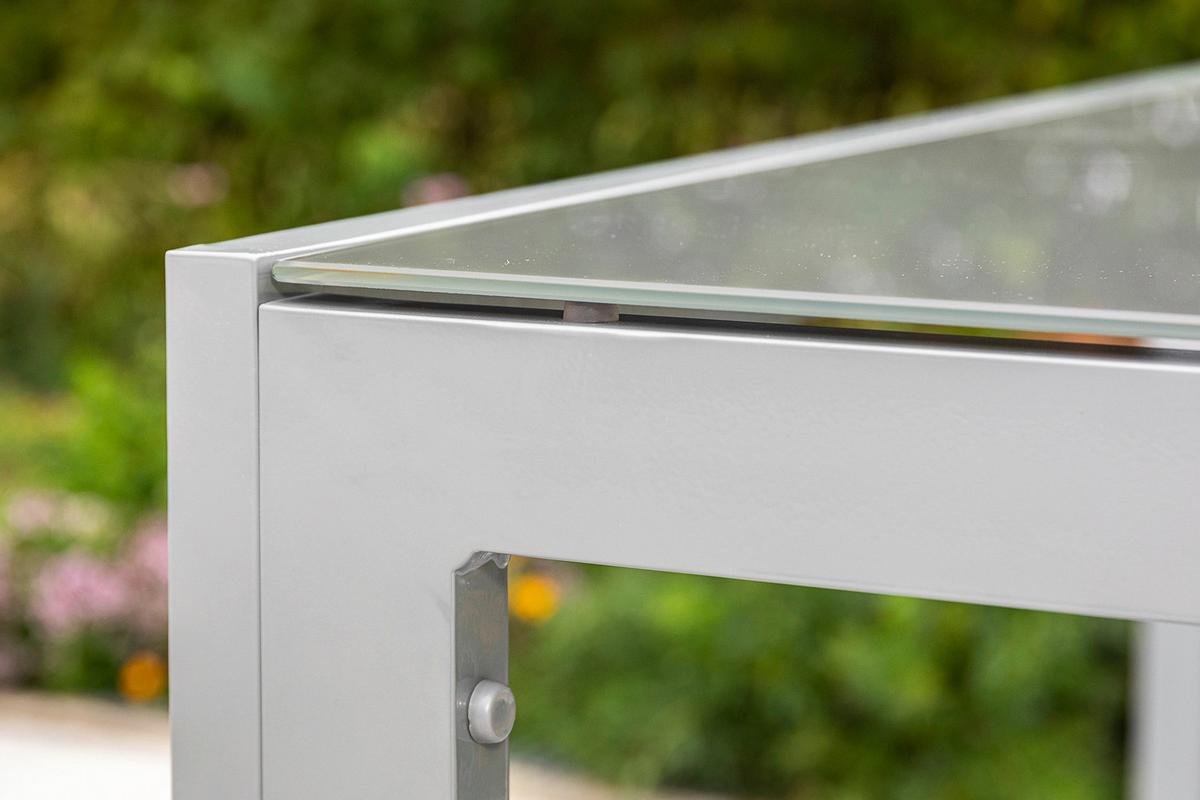 Gartentisch Aluminium/Glas L 150 cm - Silberfarben, MODERN, Glas/Metall (150/90/74cm) - Gardenson