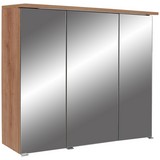 Spiegelschrank Soft-Close +led Rimini B: 100cm, Eiche Dekor - Eichefarben/Weiß, KONVENTIONELL, Glas/Holzwerkstoff (100/72/22cm)