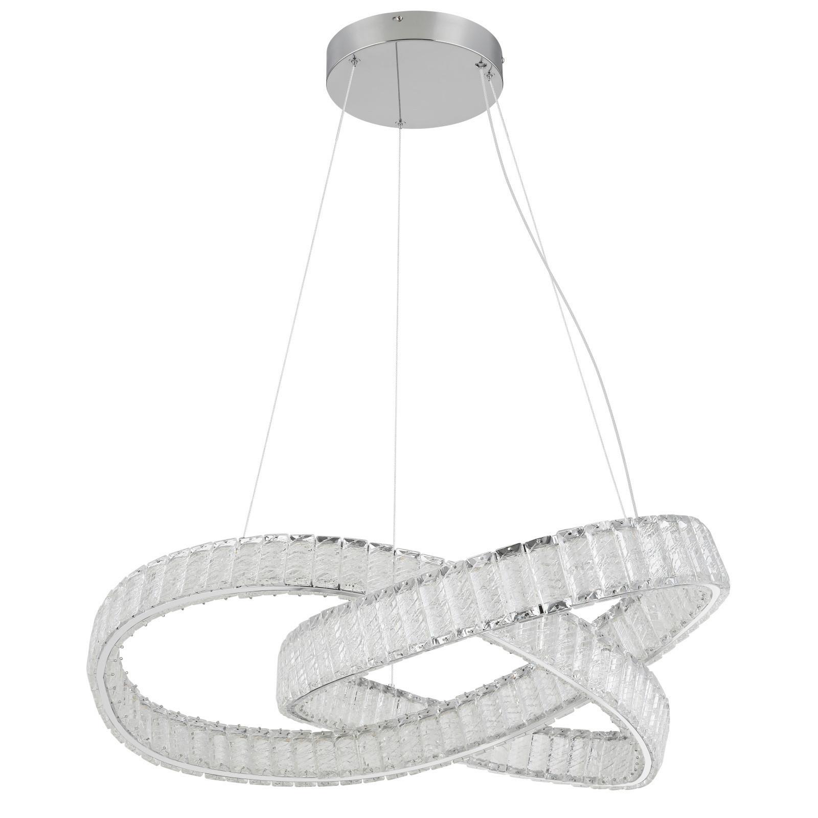 Led Függőlámpa 67162-110cct - krómszínű/áttetsző, Trend, műanyag/fém (78/120cm) - Globo