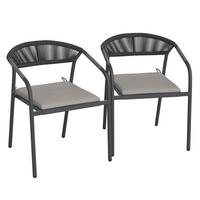 Sada záhradných kresiel BENICIO - čierna/sivá, Modern, kov/textil (56/80/64cm) - Bessagi Garden