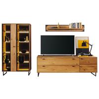 Wohnwand Arezzo Wildeiche/Anthrazit B: 319 cm - Wildeiche/Anthrazit, Design, Glas/Holz (319/186/50cm) - MID.YOU