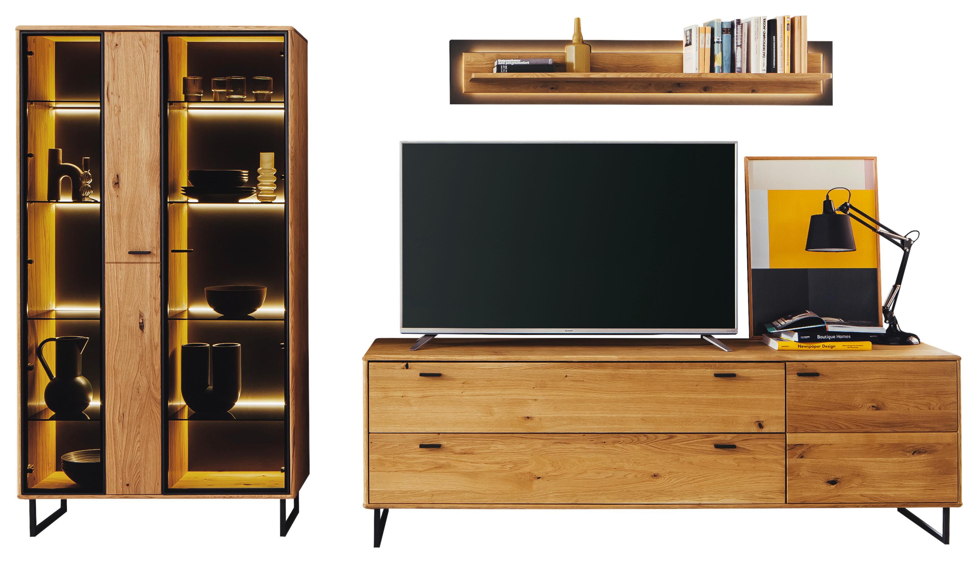 Wohnwand Arezzo Wildeiche/Anthrazit B: 319 cm