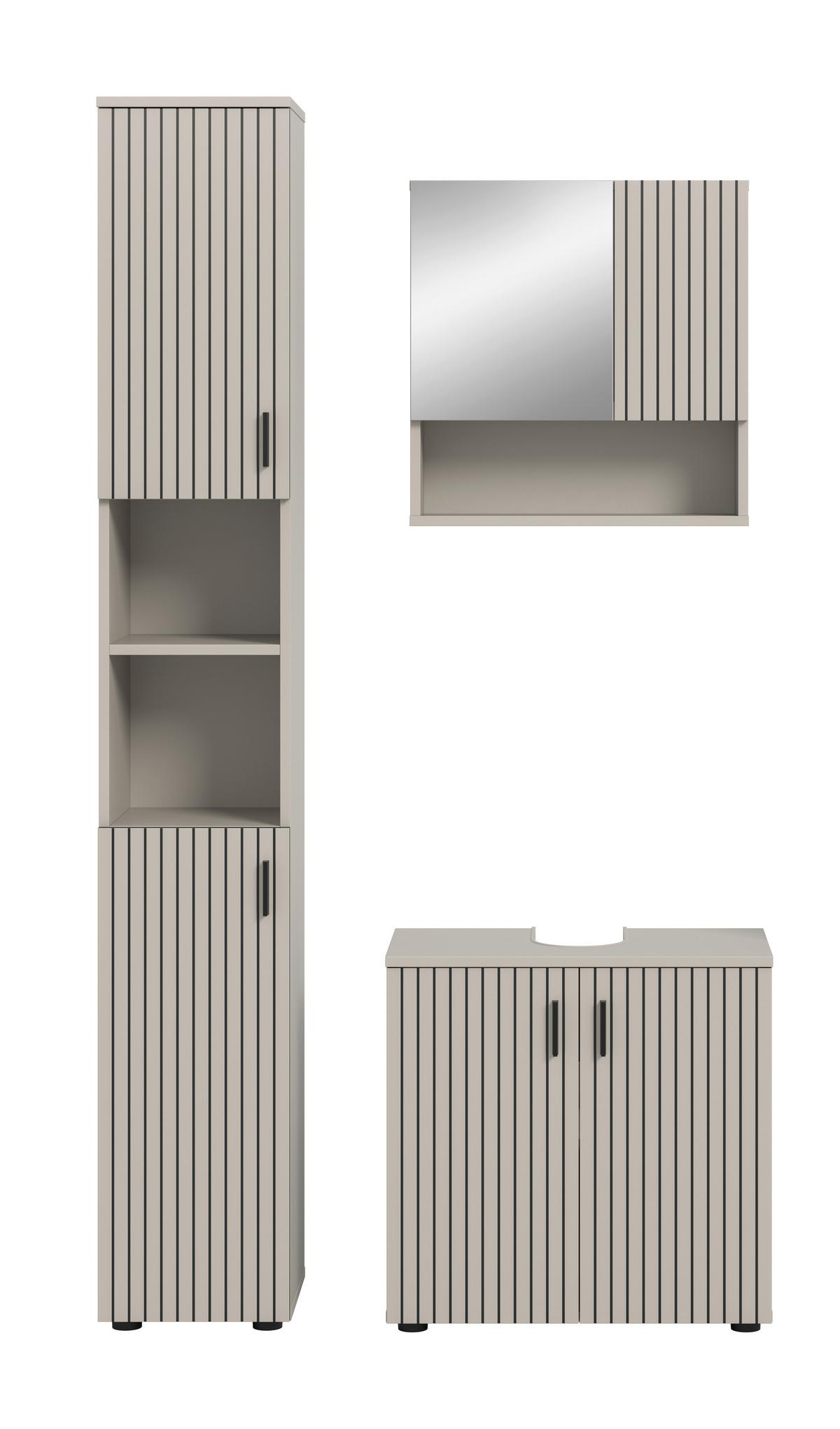 Badezimmer Mone Kaschmir/Schwarz B: 90cm - Kaschmir/Schwarz, Trend, Glas/Holzwerkstoff (90cm) - MID.YOU