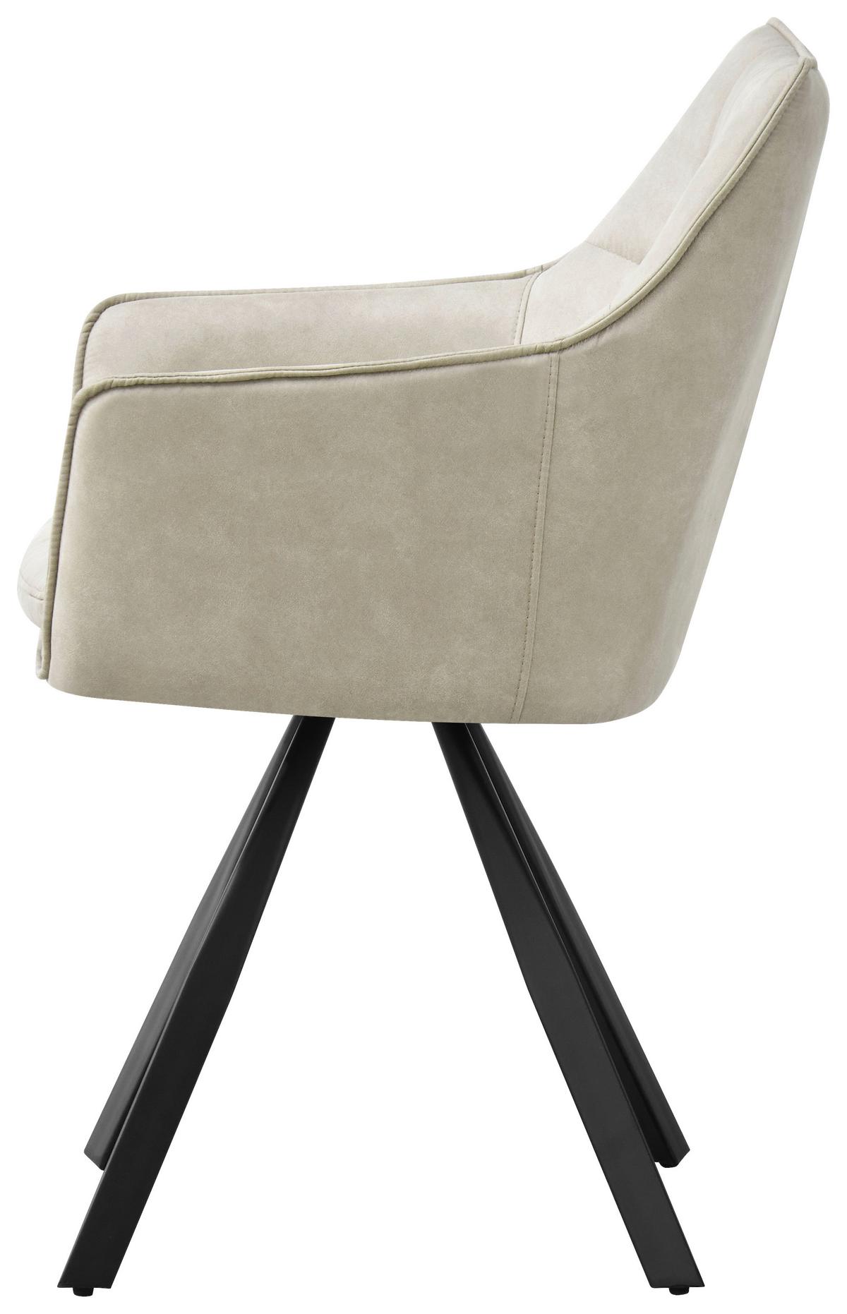 Armlehnstuhl Luna drehbar beige, B: 57cm - Beige/Schwarz, MODERN, Holz/Textil (57/90/62cm)