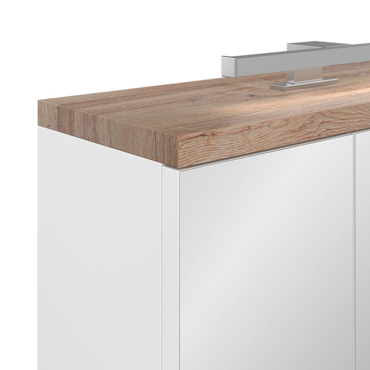 Spiegelschrank Marbella mit LED 3-türig BHT: 80x70x20 cm - Weiß, MODERN, Glas/Holzwerkstoff (80/70/20cm)