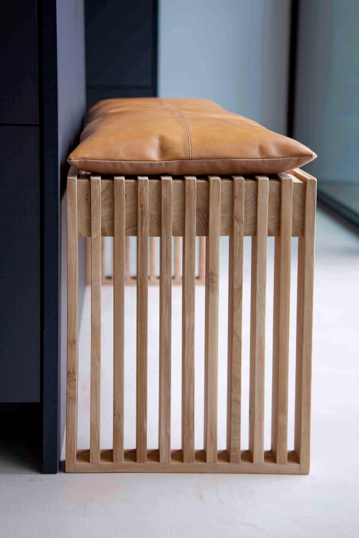 Bankauflage Lederkissen Braun B: 104 cm - Design (104/3/35cm) - MID.YOU