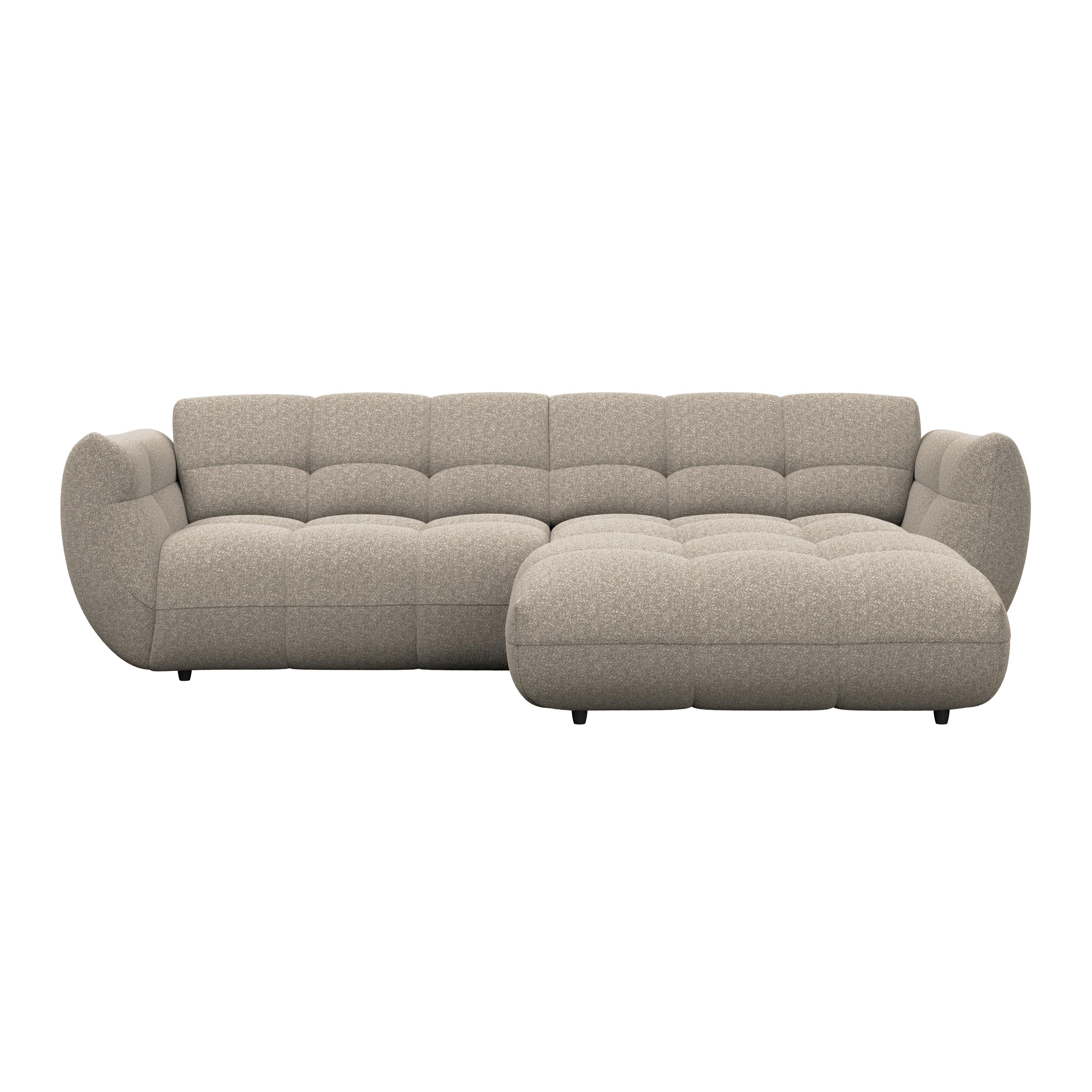 Ecksofa Panda Chenille beige, 280x178cm - Beige/Schwarz, Trend, Textil (280/178cm)