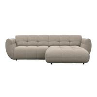 Ecksofa Panda Chenille beige, 280x178cm - Beige/Schwarz, Trend, Textil (280/178cm)