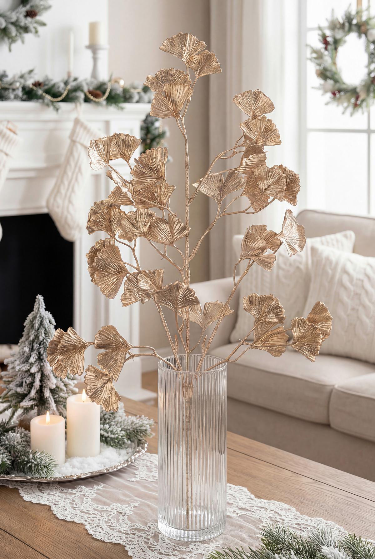 Kunstpflanze Tamara - Goldfarben, KONVENTIONELL, Kunststoff/Metall (24/1/53cm) - Luca Bessoni