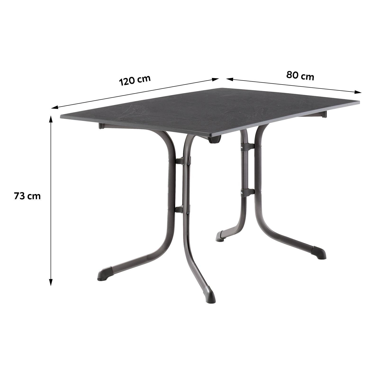 Gartentisch Klappbar Stahl L: 120cm - Anthrazit/Grau, MODERN, Holzwerkstoff/Metall (120/80/73cm) - Sieger