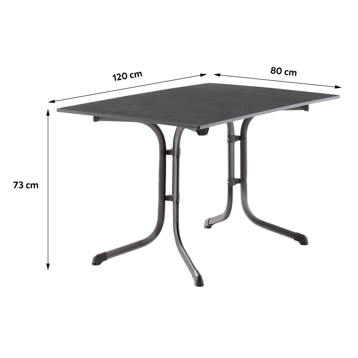 Gartentisch Klappbar Stahl L: 120cm - Anthrazit/Grau, MODERN, Holzwerkstoff/Metall (120/80/73cm) - Sieger