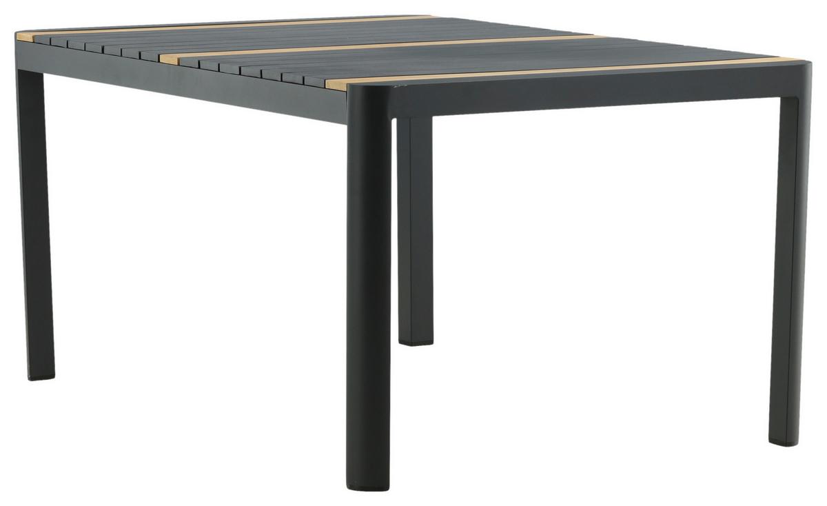 Gartentisch Togo Teakholz/Metall L 90 cm - Schwarz, KONVENTIONELL, Holz/Metall (90/75/150cm) - Gardenson