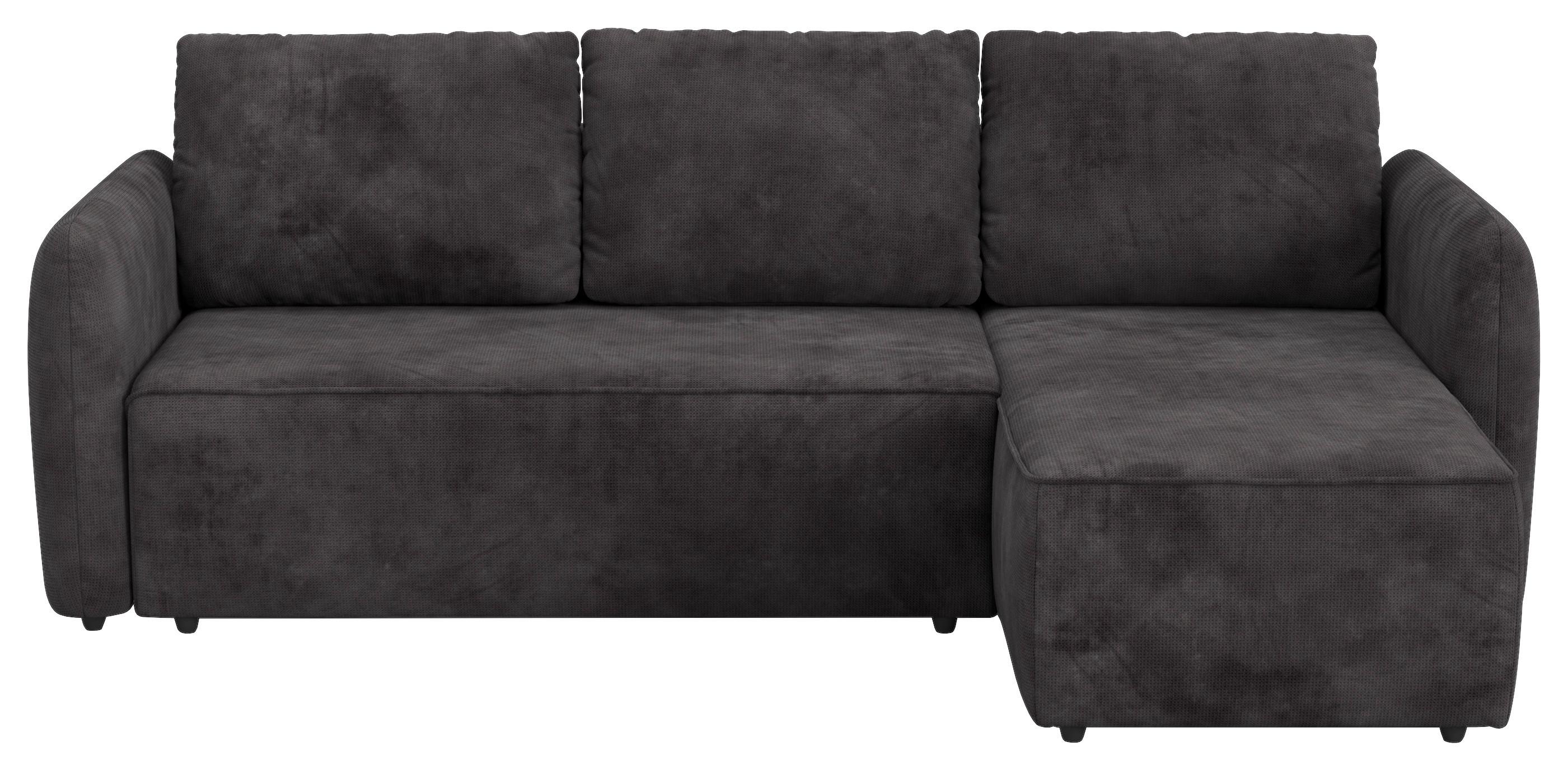 Ecksofa mit Bettfunktion Flow Microfaser schwarz, B: 239cm - Schwarz, Trend, Textil (239/170cm) - MID.YOU